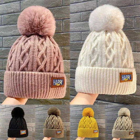 Fashion Women Pompoms Hat Hairball Winter Warm Stylish Beanie Hats Casual Knitted Cap