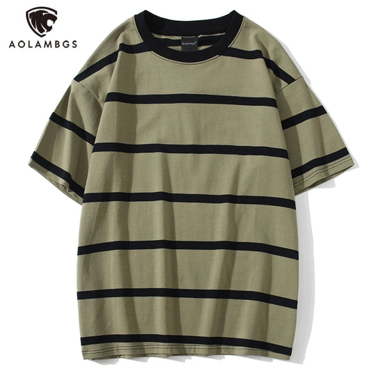 Aolamegs Men T Shirt Color Block Tee High Street Cargo Tops Streetwear