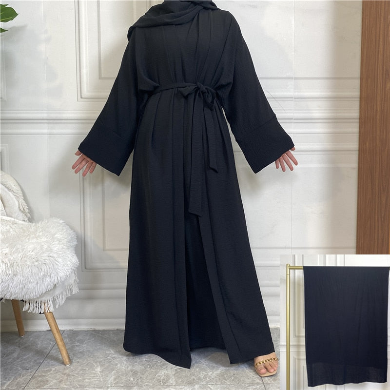 Women Open Abaya Kaftan Dubai Turkey 2 Piece Muslim's Set Luxury Islam Robe African Dress Kimono Morocco Clothing Caftan Fashion