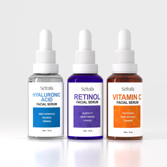 Séfralls Hyaluronic Acid VC Essence Set 30ml X 3pcs Vitamin-C & a Serums for Firming Moisturizing Whitening Anti-Aging Women's Face Serum