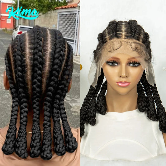 Cornrow Box Braided Synthetic Full Lace Wigs for Africa Women Men Braids Wig