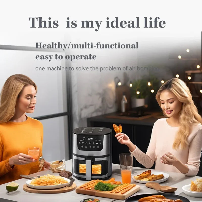 Smart Air Fryer Electric visual window 7L Oil-free Air Fryer Automatic Kitchen 360°Baking Convection Oven