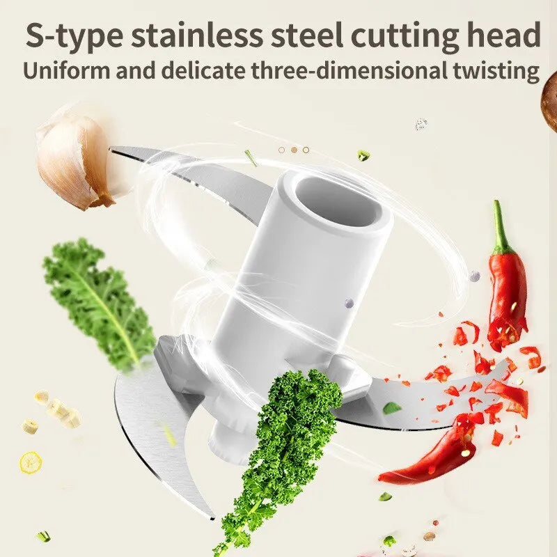 Mini Wireless Electric Dual Purpose Garlic Puree 350ml Kitchen Food Shredder Usb Charging Meat Grinder Vegetable