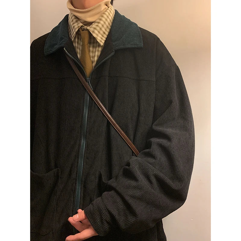 American Style Vintage Men Loose Cargo Autumn Bomber Jacket