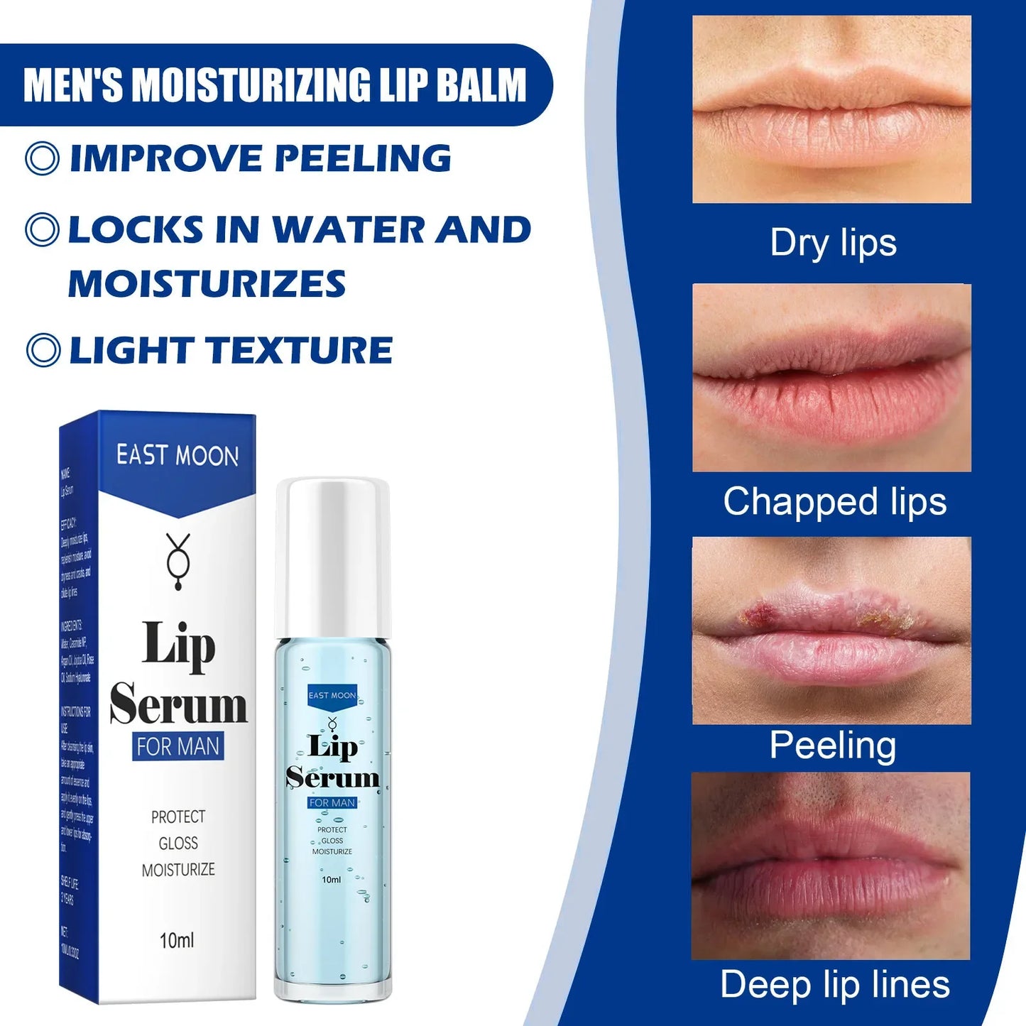 Lip Serum for Men Hydrating Fine Lines Moisturizing Skin Anti Cracking Lip Essence