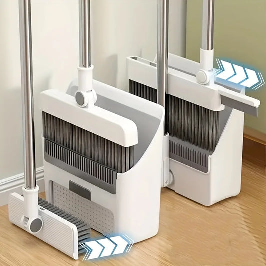 4-in-1 Broom Combo Set with Dustpan Squeegee Floor Brush - Multi-Purpose Cleaning Tool for Home Commercial Use by Andralyn