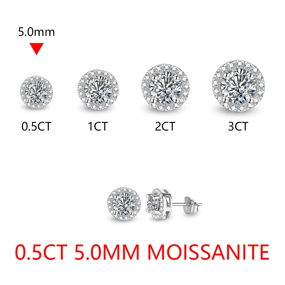 Round Cut 3.0CT Diamond Test Passed Moissanite Rhodium Plated 925 Silver D Color Moissanite Earrings Jewelry Girlfriend Gift