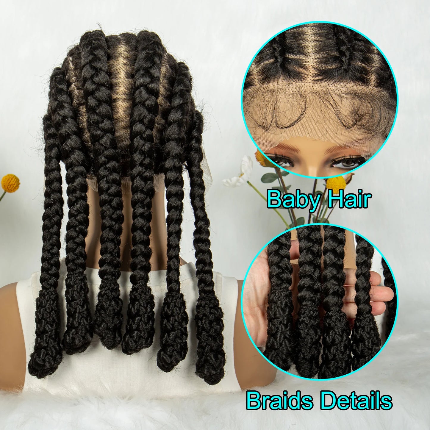 Cornrow Box Braided Synthetic Full Lace Wigs for Africa Women Men Braids Wig