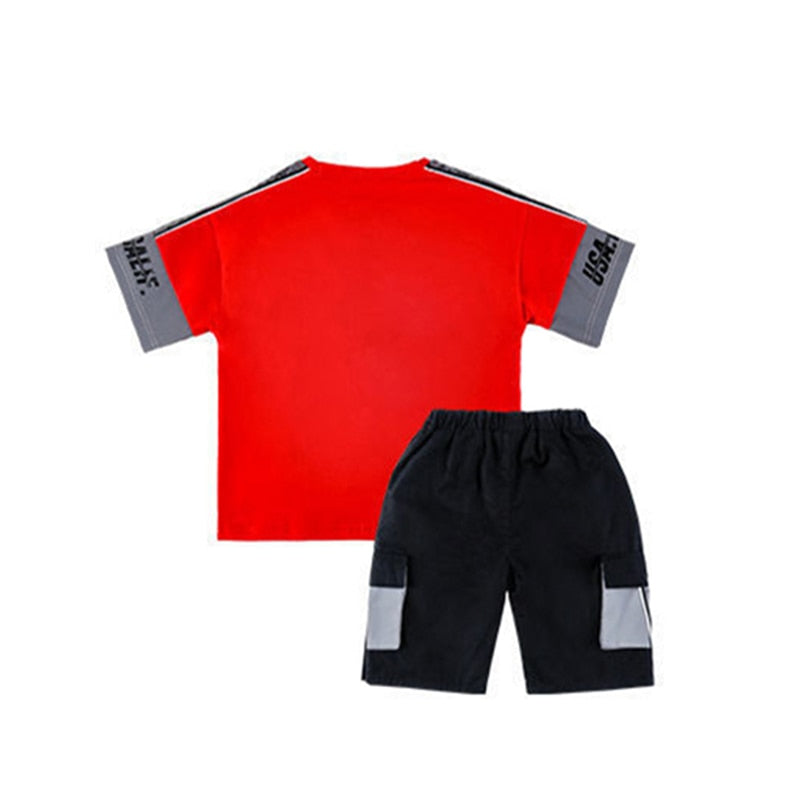 Fashion Boys Tracksuit  Luminous T-shirt Shorts Suit Children Clothing For Boys