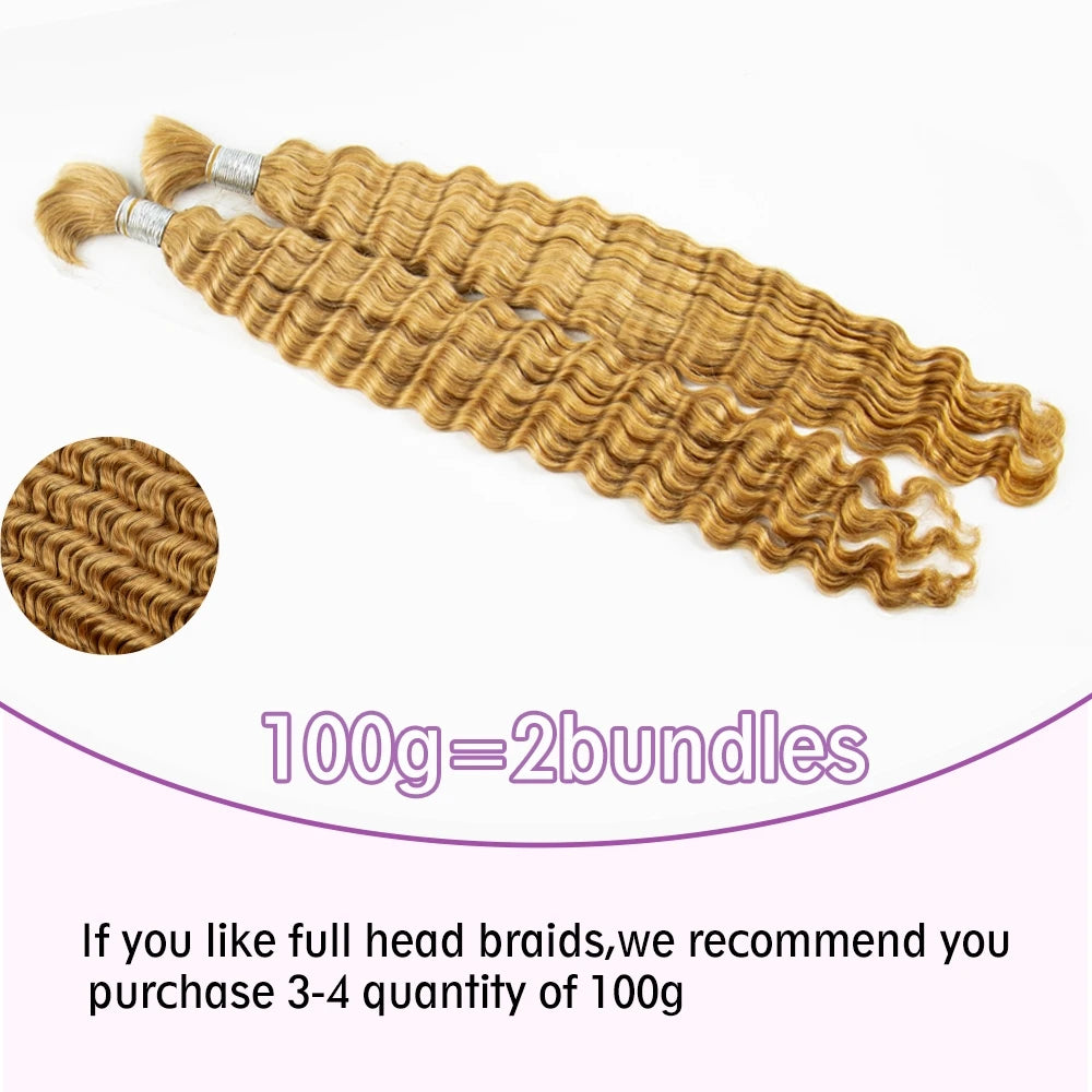 22 24inch Water Wave Braiding Human Hair Bulk Curly Braiding  Human Hair Extensions