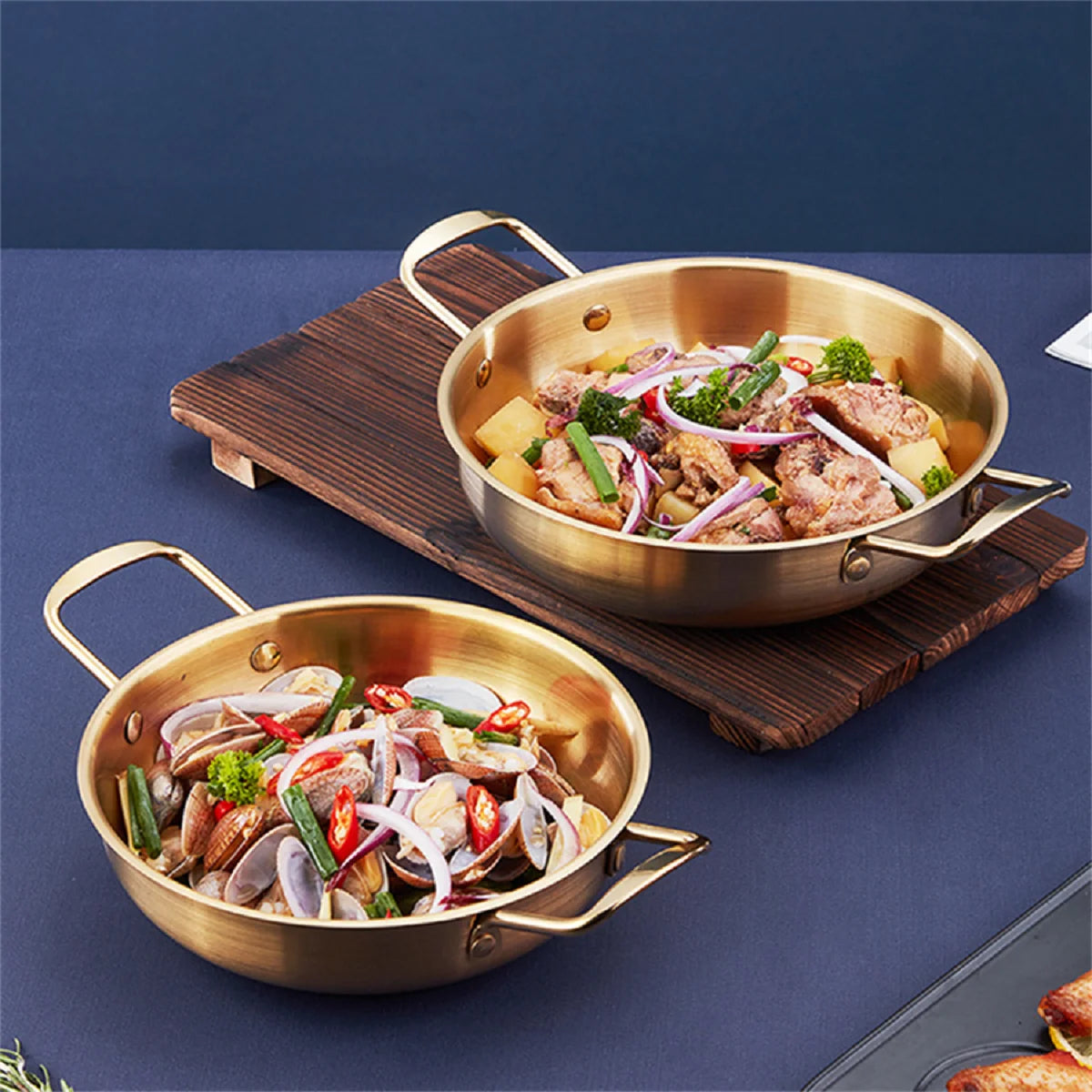 Stainless Steel Cookware Saucepan with Handle Home Cooking Seafood Rice Pot Picnic Snack Plates