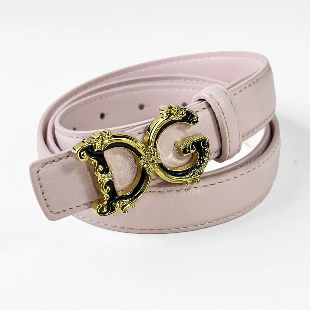 Fashionable Retro Women's Belt Set with Classic Golden Buckle High-Quality Split Leather Waistband Geometric Pattern for Adults