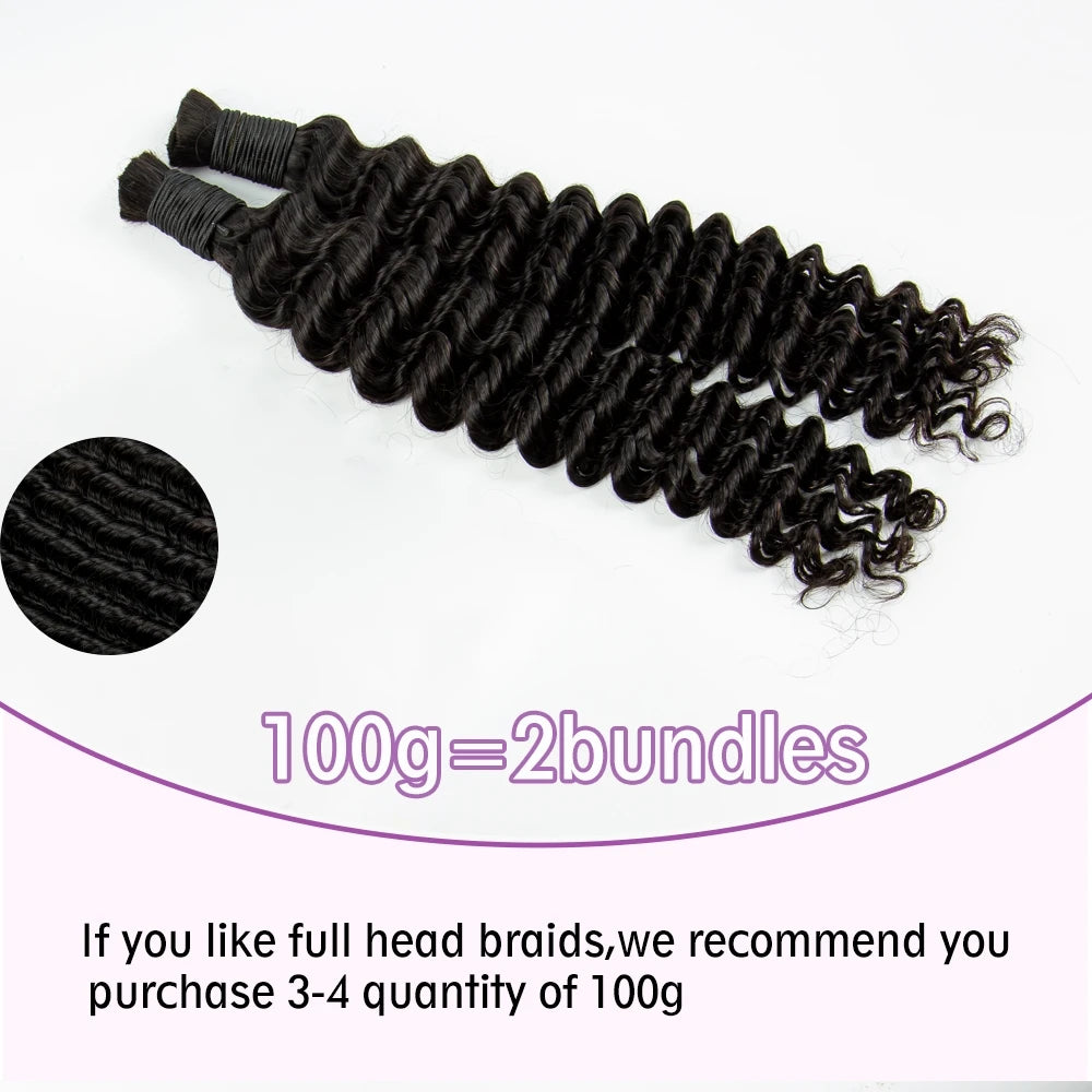 22 24inch Water Wave Braiding Human Hair Bulk Curly Braiding  Human Hair Extensions