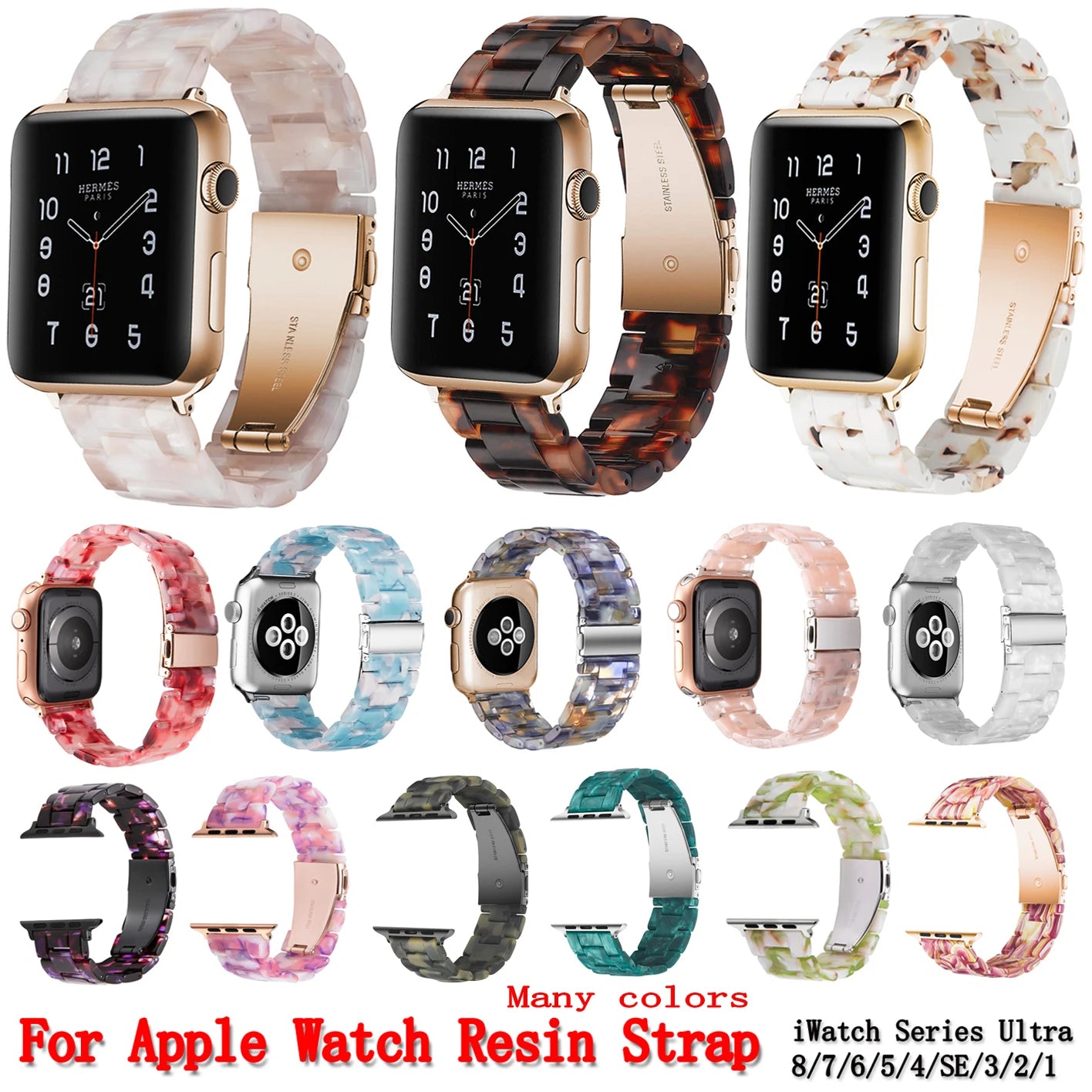 Resin Strap For Apple Watch Band 8 Ultra 49mm 44mm 45mm 40mm 41mm 42mm 38mm Bracelet Correa Loop For iwatch Series 7 6 SE 5 4 3