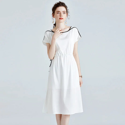 Silk Dress summer Europe and the United States loose thin Satin medium-length Mulberry Silk a-line skirt