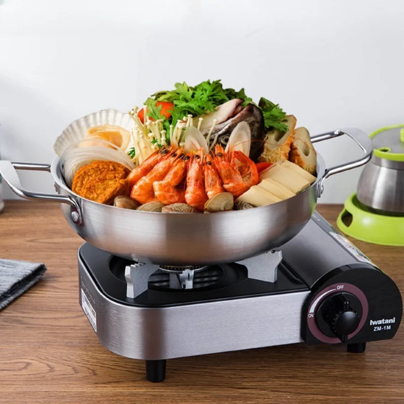 Stainless Steel Cookware Saucepan with Handle Home Cooking Seafood Rice Pot Picnic Snack Plates