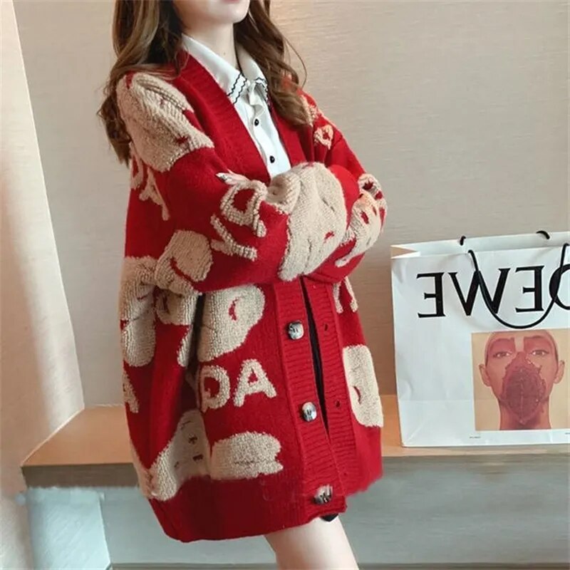 Loose Sweater Oversize Woman Christmas Sweater Coat Fashiont Cardigan For Women Thick Winter Clothes