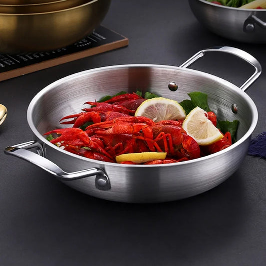 Stainless Steel Cookware Saucepan with Handle Home Cooking Seafood Rice Pot Picnic Snack Plates