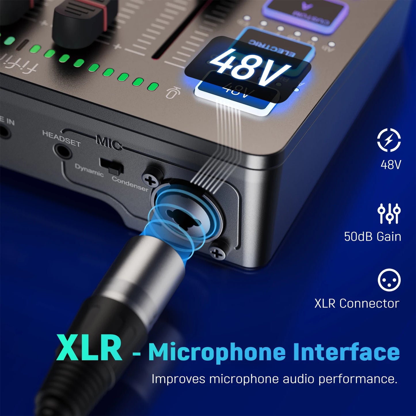 Gaming Audio Mixer,Streaming 4-Channel RGB Mixer with XLR Microphone Interface,for Game Voice,Podcast,AmpliGame SC3