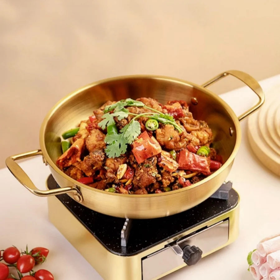 Stainless Steel Cookware Saucepan with Handle Home Cooking Seafood Rice Pot Picnic Snack Plates