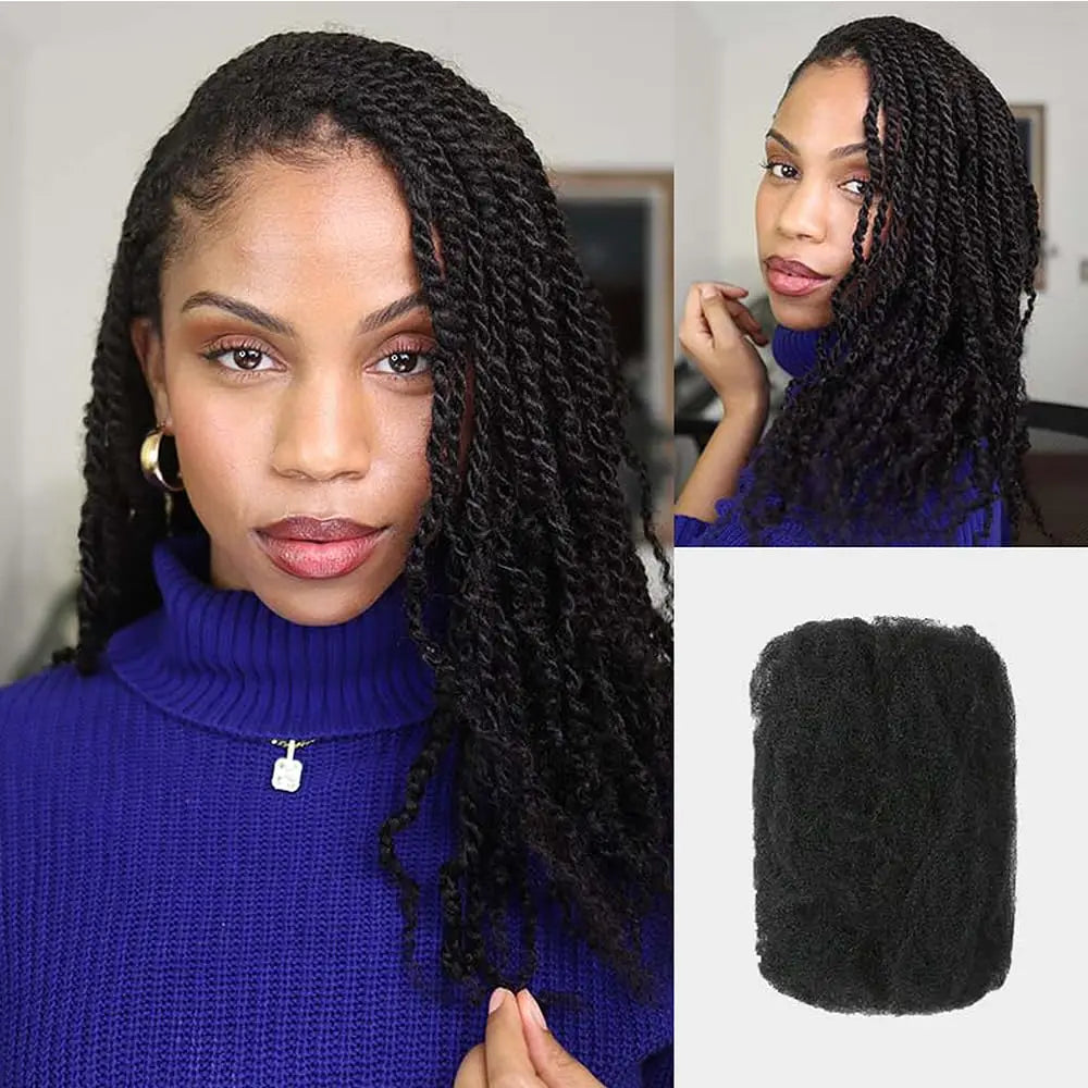 Brazilian Bulk Hair Afro Kinky Human Hair Bulk Queen Virgin Dreadlock Natural Color Braids Hair