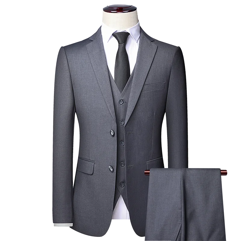 2023High-quality solid color (suit + vest + trousers) Men's business formal suit  business suit and best man