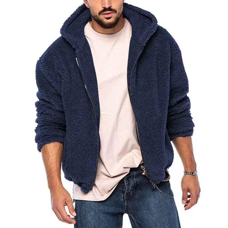 Thickened Plush Men's Jackets Lamb Cashmere Warm Coat Loose Double-sided Fleece Cardigan New Fall Winter American Unisex Jacket