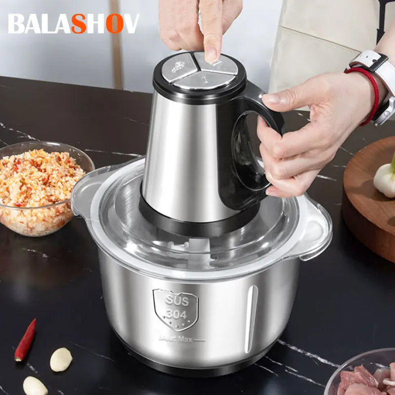 Electric Meat Mincer Grinder Stainless Steel Chopper 5L Food Processor Blender Large Capacity Kitchen Utensils