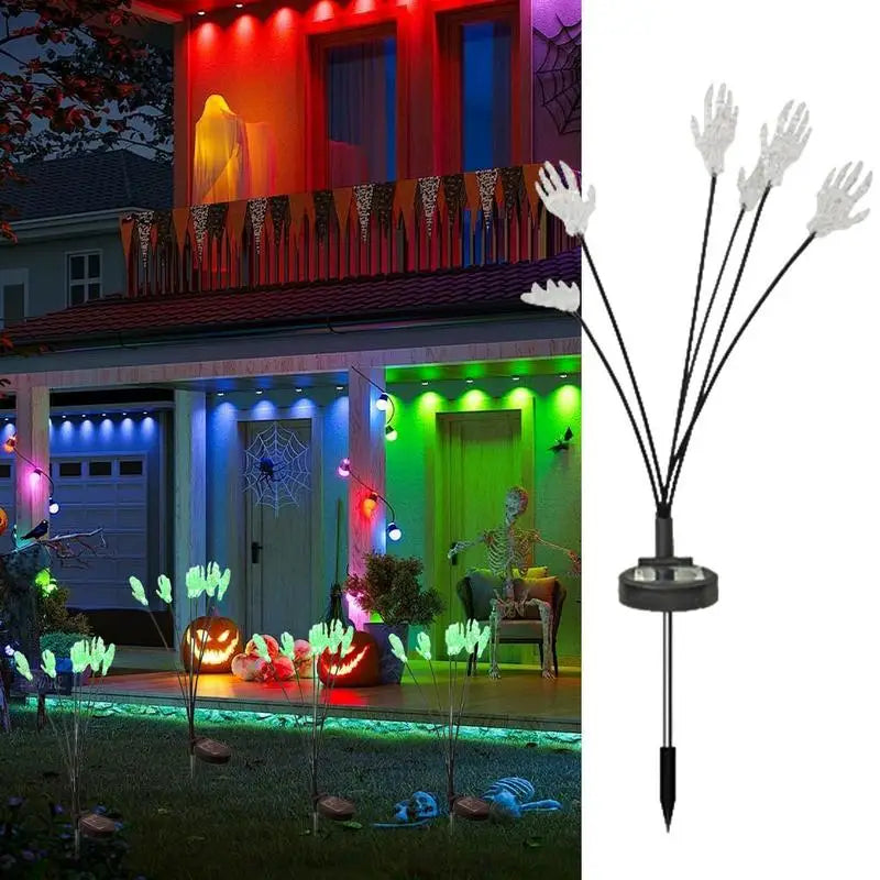 Halloween Outdoor Solar 2X Waterproof Stake Lights Scary Halloween Decoration For Yard Path Walkway Driveway