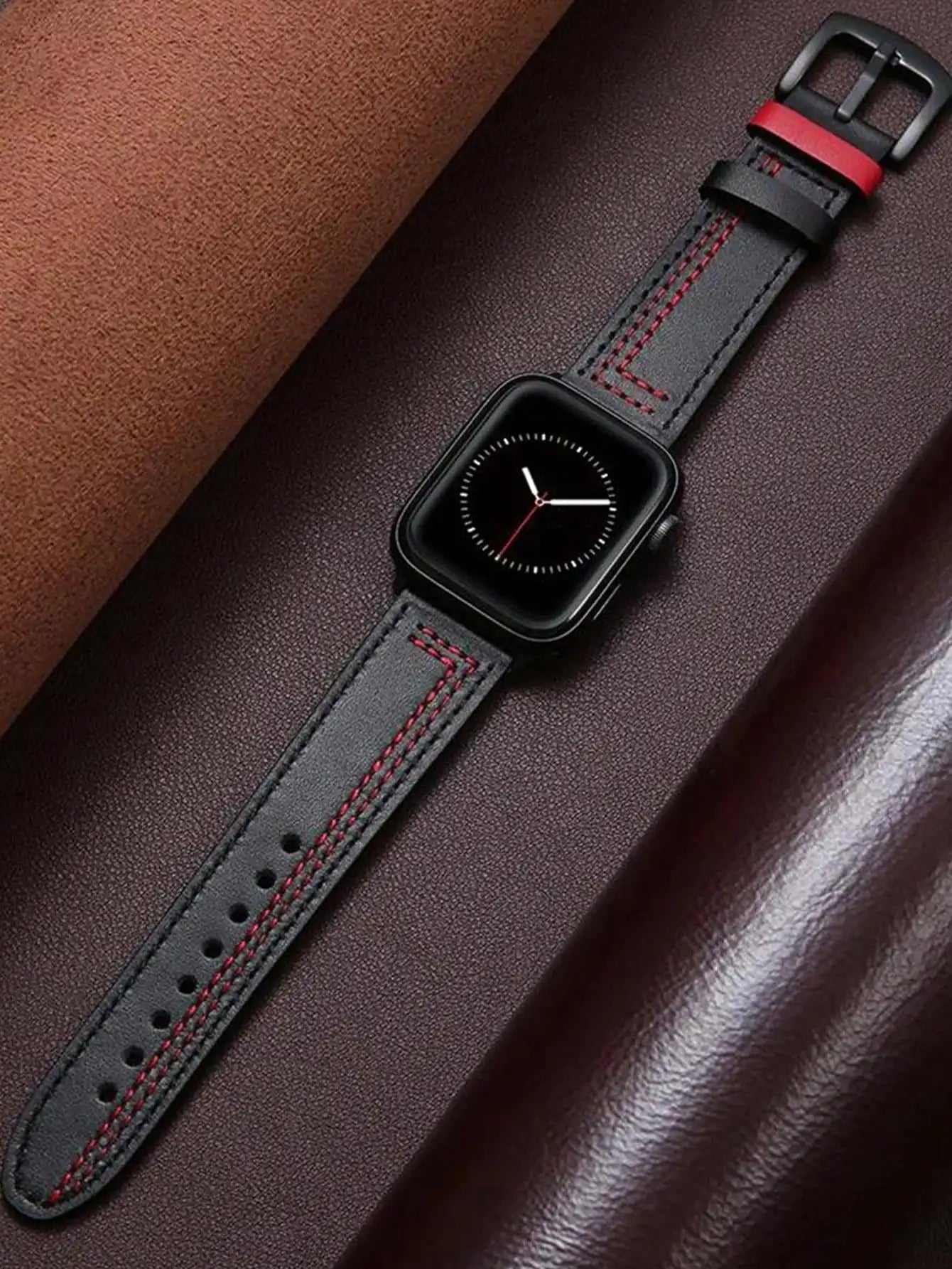 Leather Watchband for Apple Watch Durable Design Strap for iWatch Band 40mm 42mm 44mm 45mm 49mm 38mm