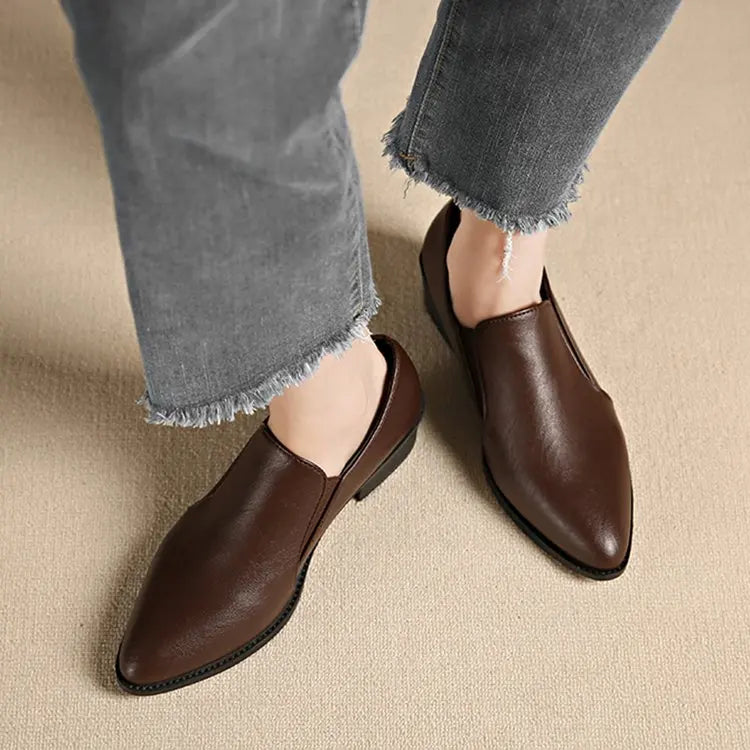 Women's French Pointed-Toe Slip-On Loafer Breathable Comfort Shoes Spring/Fall