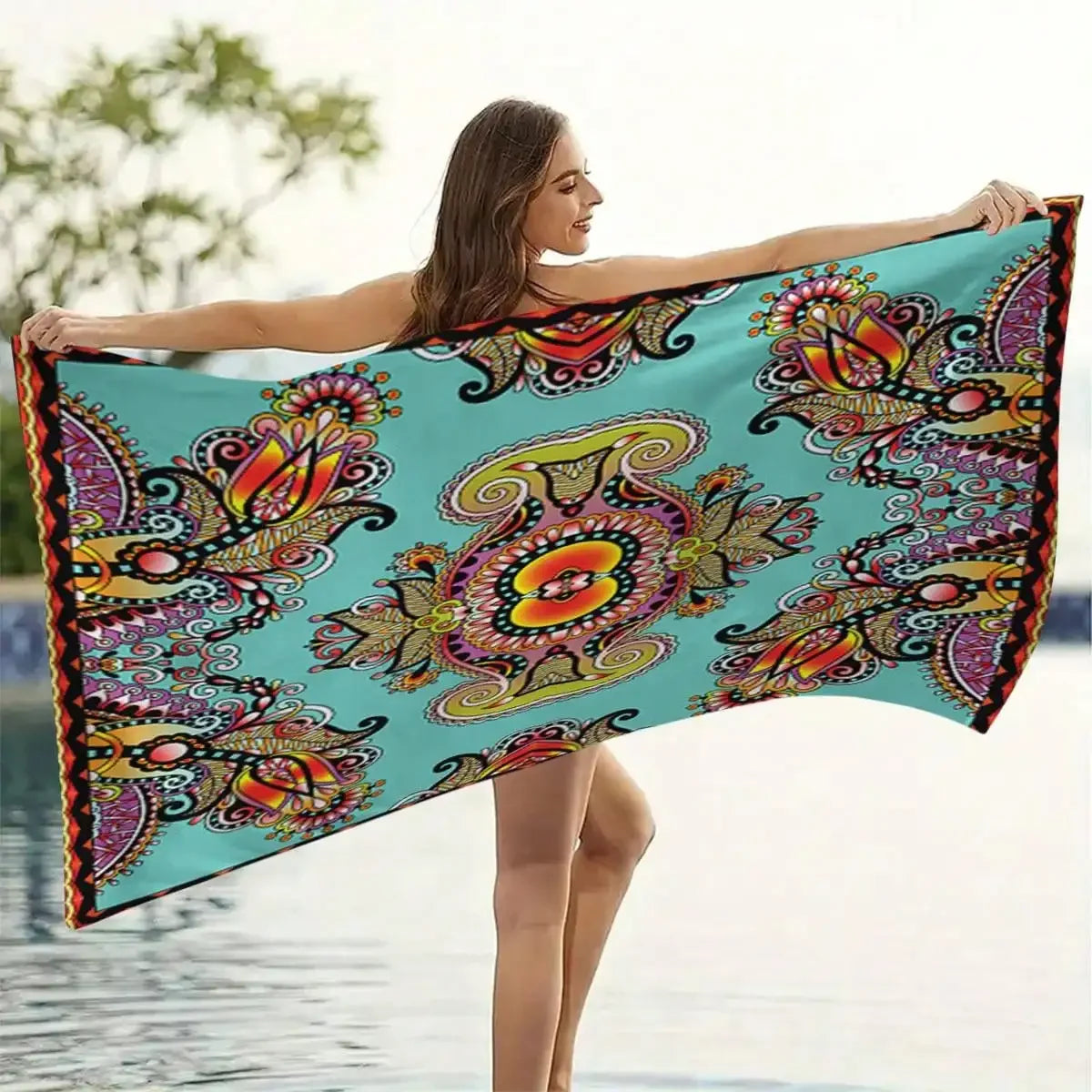 Unisex Ultra-Soft Fiber Plant Floral Animal Patterns Lightweight Travel Outdoor Sports Fitness Beach Towel/Sarong