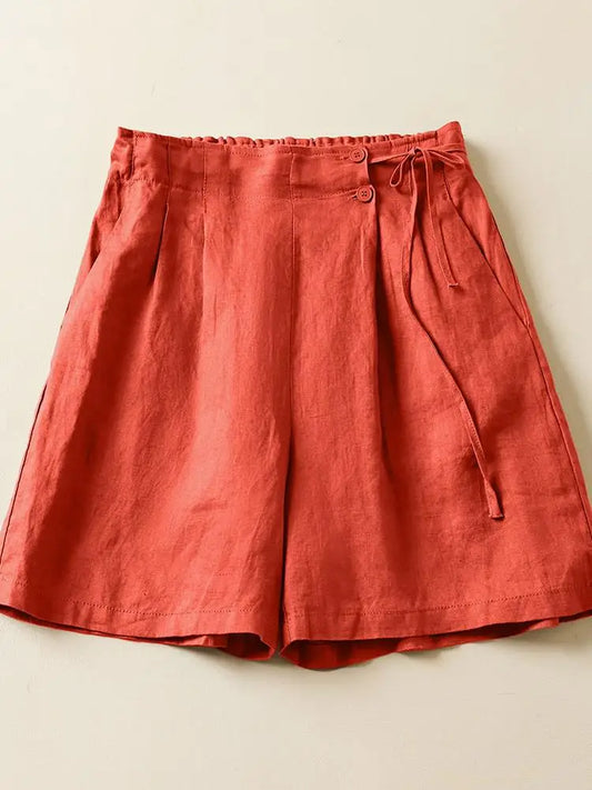 Women Short Pants Summer Vintage Style Solid Color Loose Comfortable Female Casual Shorts