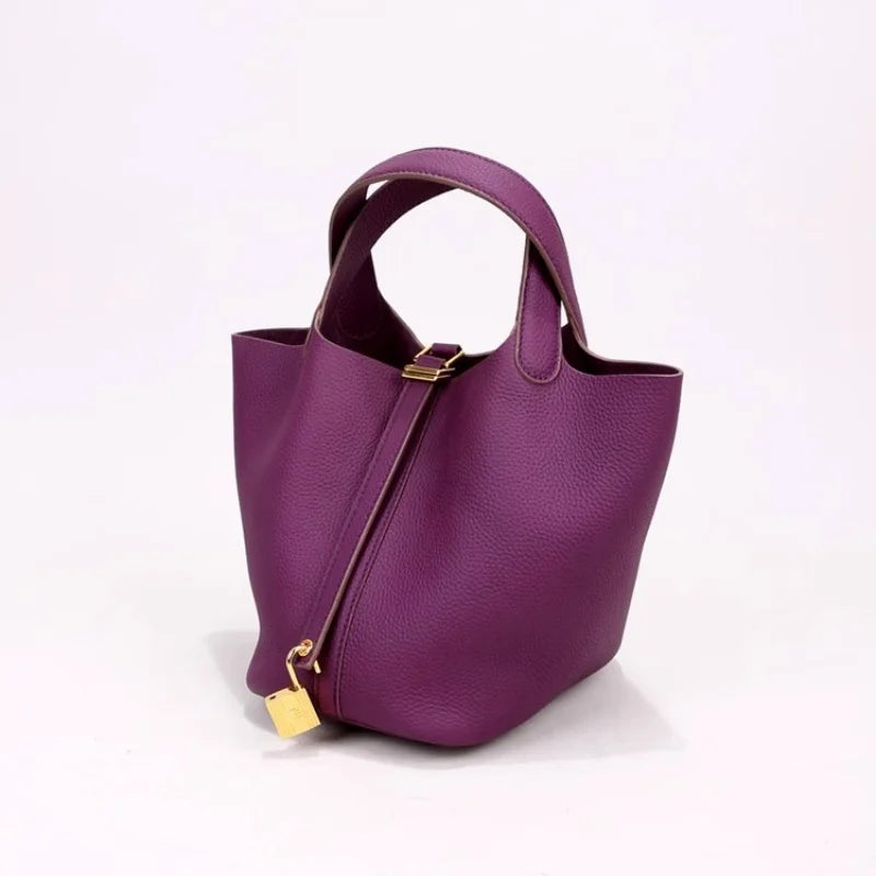 Women Summer Sea Basket Bag Soft PU Leather Medium  Handbag Versatile Commuter Tote