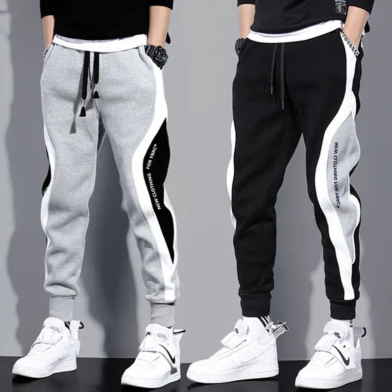 Autumn Men Wide Loose Casual Pants Men Patchwork Sports  Breathable Tie-foot Trousers