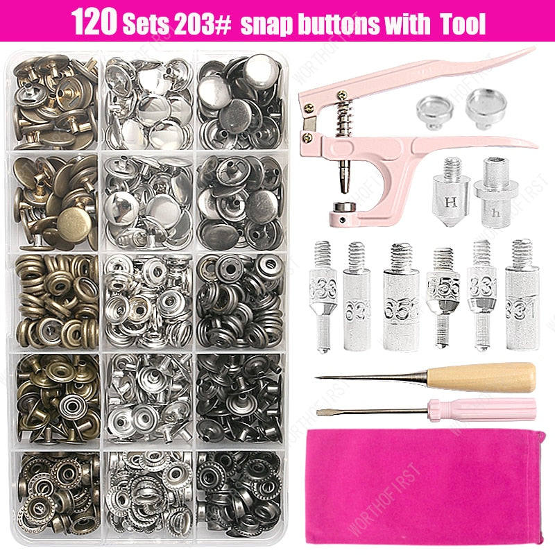 Stainless Steel Snap Button 503# Fasteners Buttons Pliers Punch Hole Mold Sewing Accessories for Clothing Jacket Leather Craft