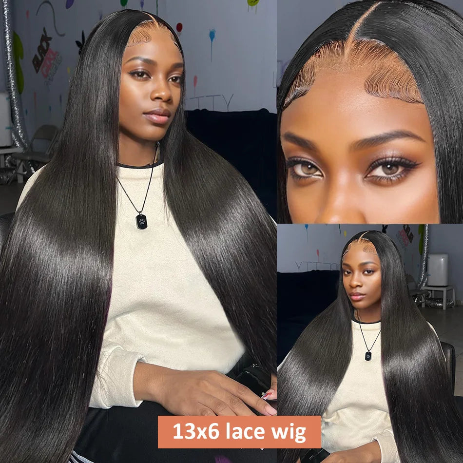 250 Density HD Transparent Bone Straight 30 40 Inches Lace Front Human Hair Brazilian Frontal Wigs For Women