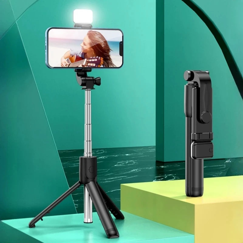 Monopod Remote Shutter Fill Light for iPhone Samsung Xiaomi Phone Holder Wireless Bluetooth Selfie Stick