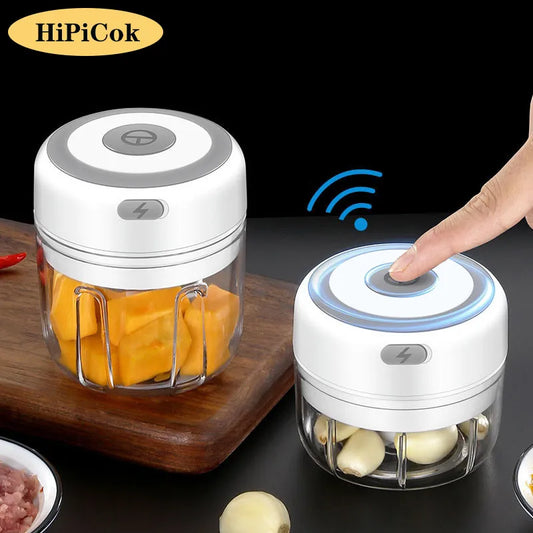 HiPiCok Grinder Electric Crusher Food Mini Chopper Masher Machine USB Kitchen Gadgets