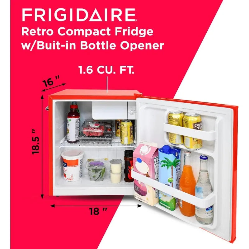 Frigidaire EFR176 Retro Compact Mini Refrigerator with Built-in Bottle Opener for Office, Bedroom, Dorm Room