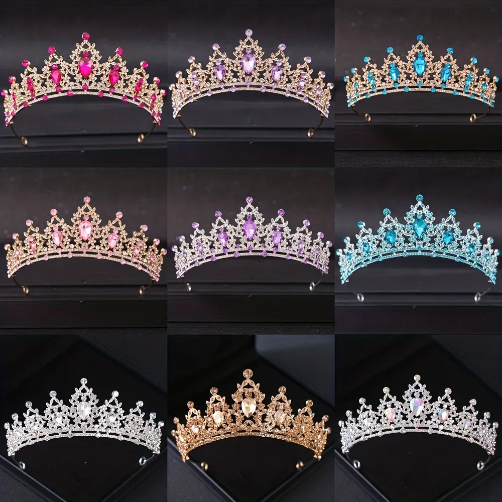 Wedding Hair Tiara Crystal Bridal Tiara Crown Silver Color Diadem Veil Tiaras Wedding Hair Accessories Headpieces Head Jewelry