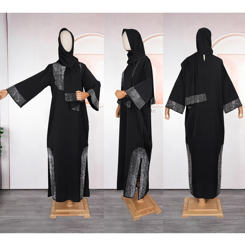 Women Dubai Luxury  Muslim Fashion Caftan Evening Party Dress Boubou Robe Djellaba Femme