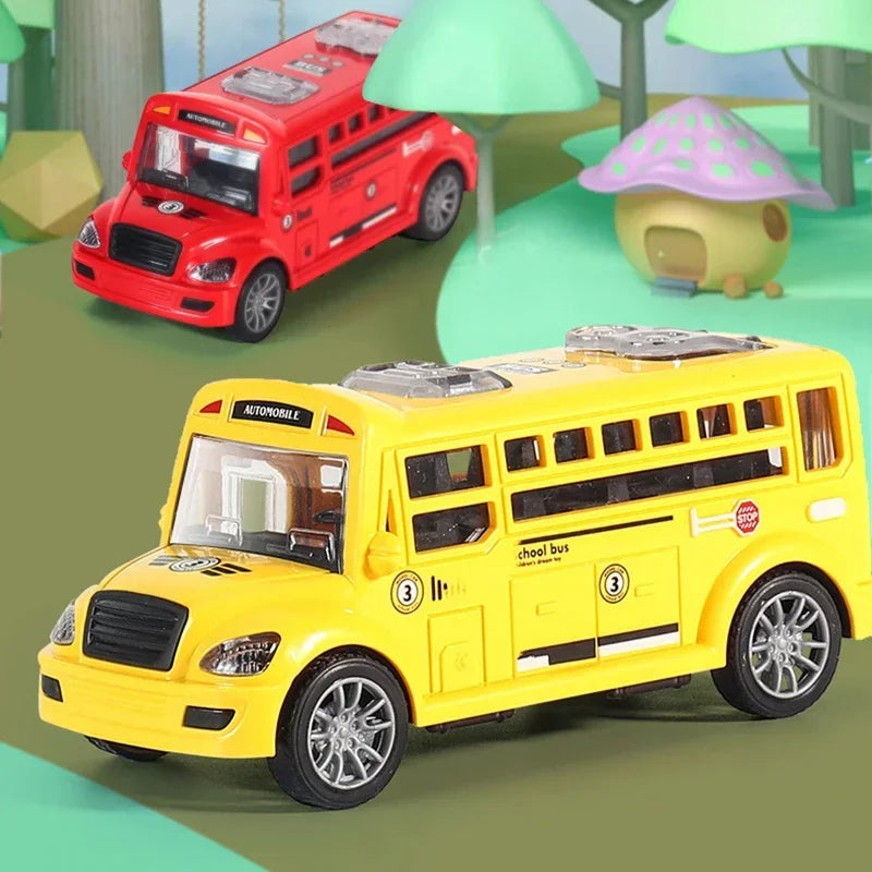 School Bus Car Toys for Children Class A Models Toy Boy with Opening Doors Inertia for Kids Educational Boy's Birthday Gift