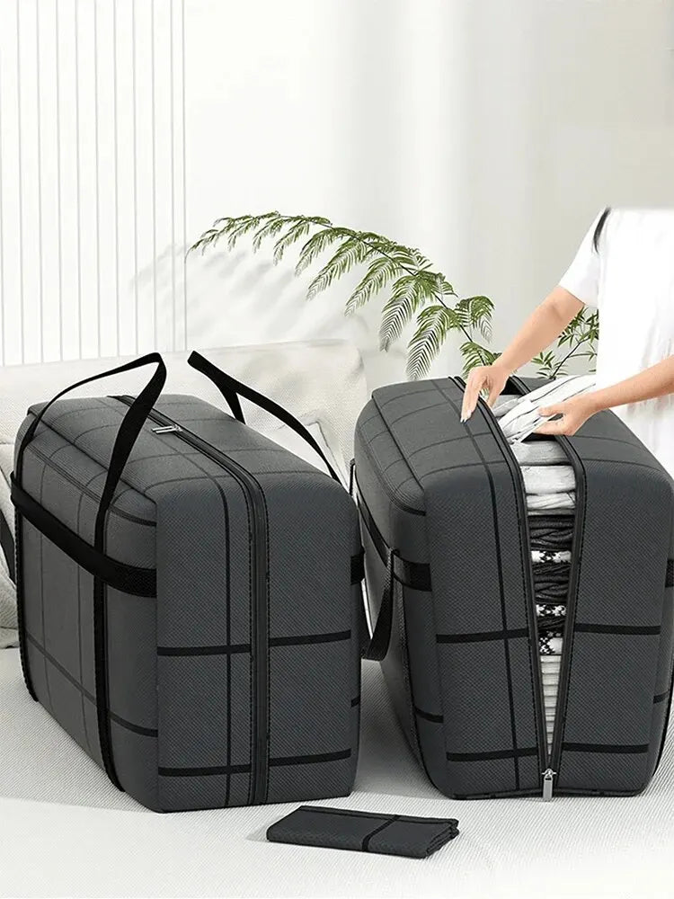 1PC Large Capacity and Super Load-bearing Black Composite Material Storage Bag Dustproof and Moisture-proof with Zipper
