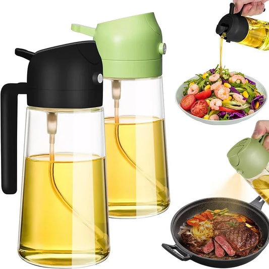 2 in1 Oil Spray Bottle Plastic Kitchen Barbecue Cooking Olive Oil Dispenser Oil Jar Spray Container