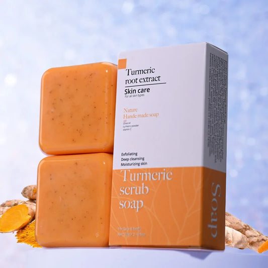 Turmeric Scrub Soap Solid Body Face Wash with Kojic Acid Olive Oil Minerals Natural Ingredients Skincare