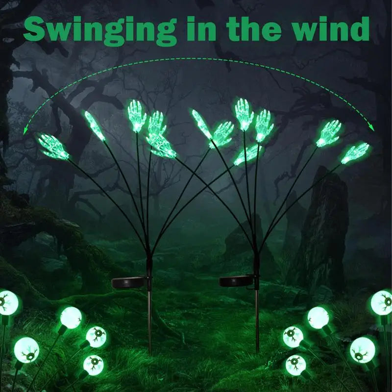 Halloween Outdoor Solar 2X Waterproof Stake Lights Scary Halloween Decoration For Yard Path Walkway Driveway