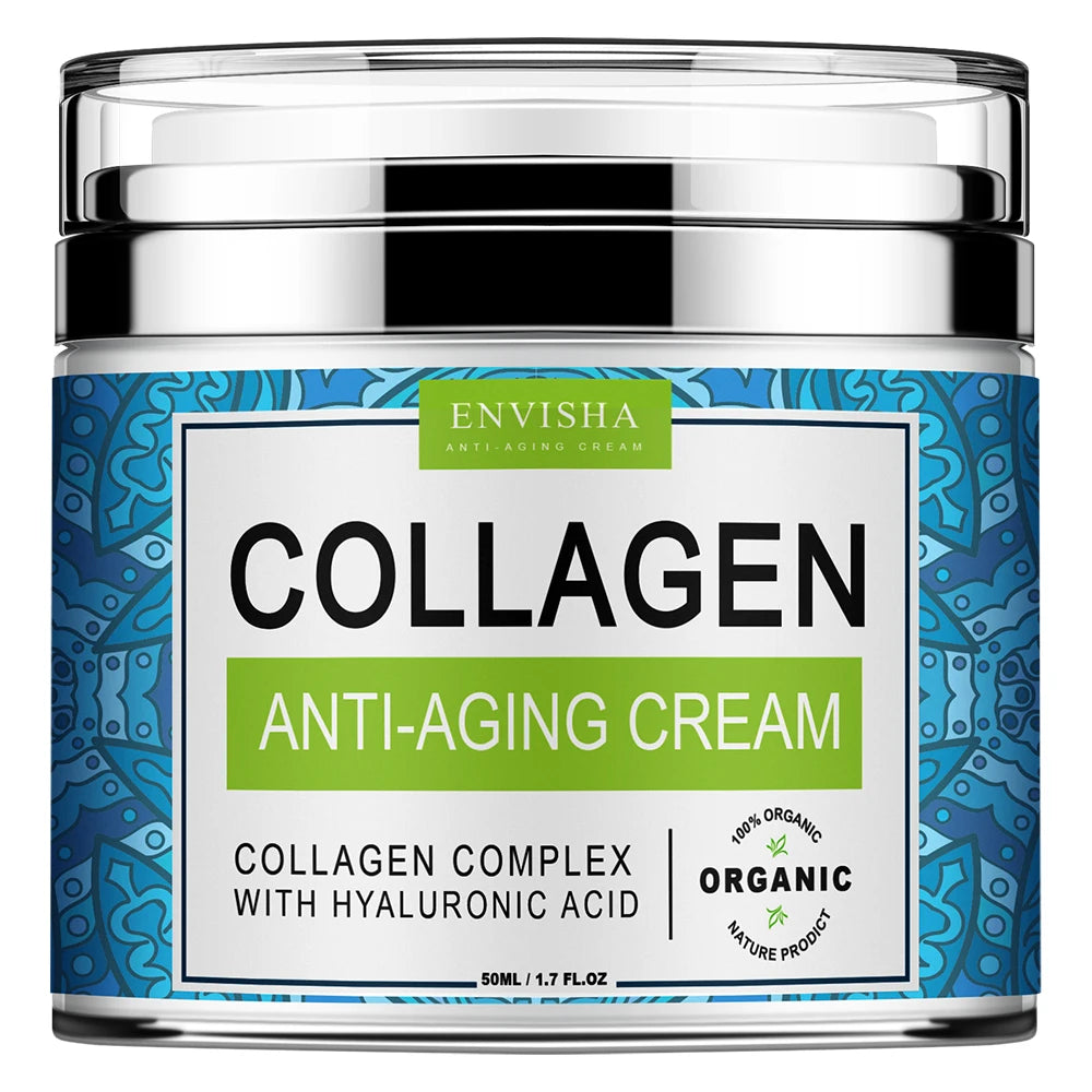 ENVISHA Collagen & Hyaluronic Acid Face Cream for Women Anti-Wrinkle Moisturizing Night Cream Skin Care Anti-Aging Pore Minimization Whitening 50ml