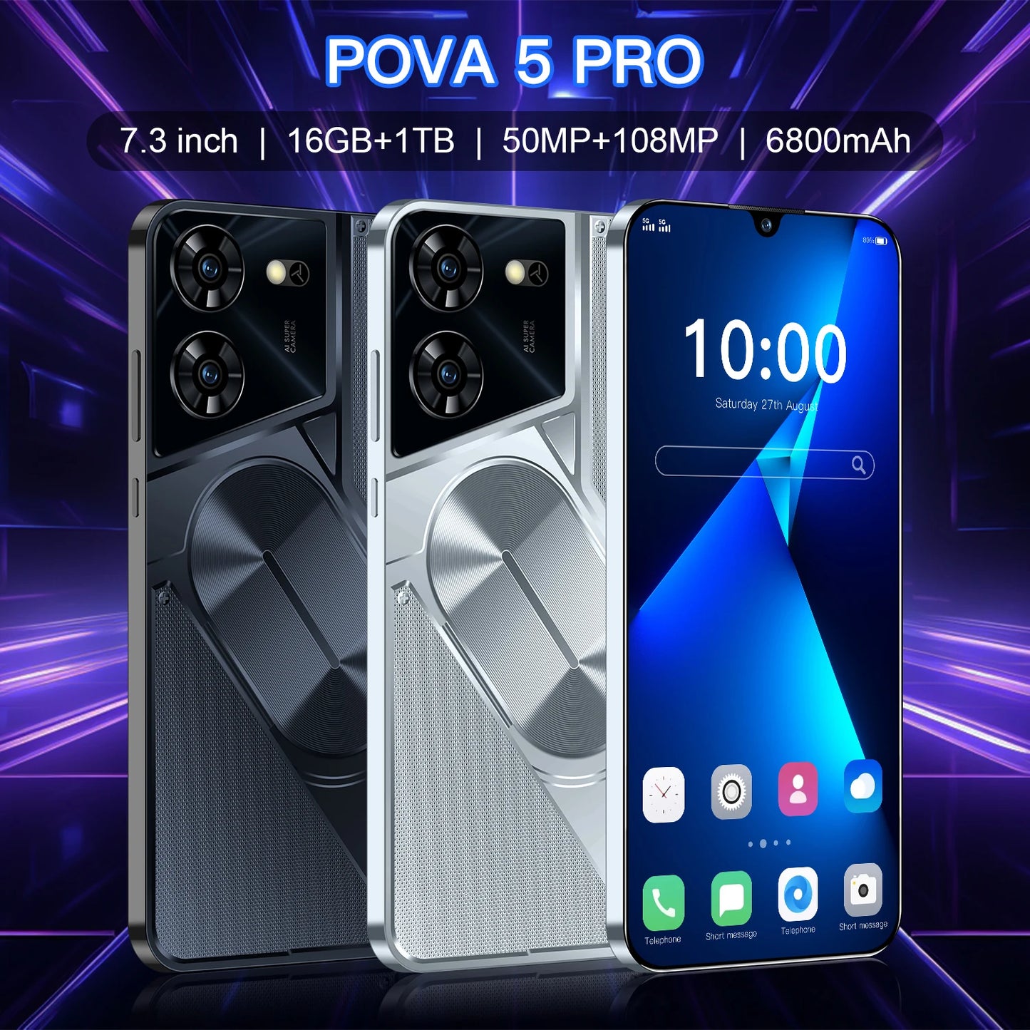 Original Pova 5 Pro Smartphone Global Version Dimensity 9300 16G+1TB 6800mAh 50+108MP 4G/5G Cellphone Android Mobile Phone NFC