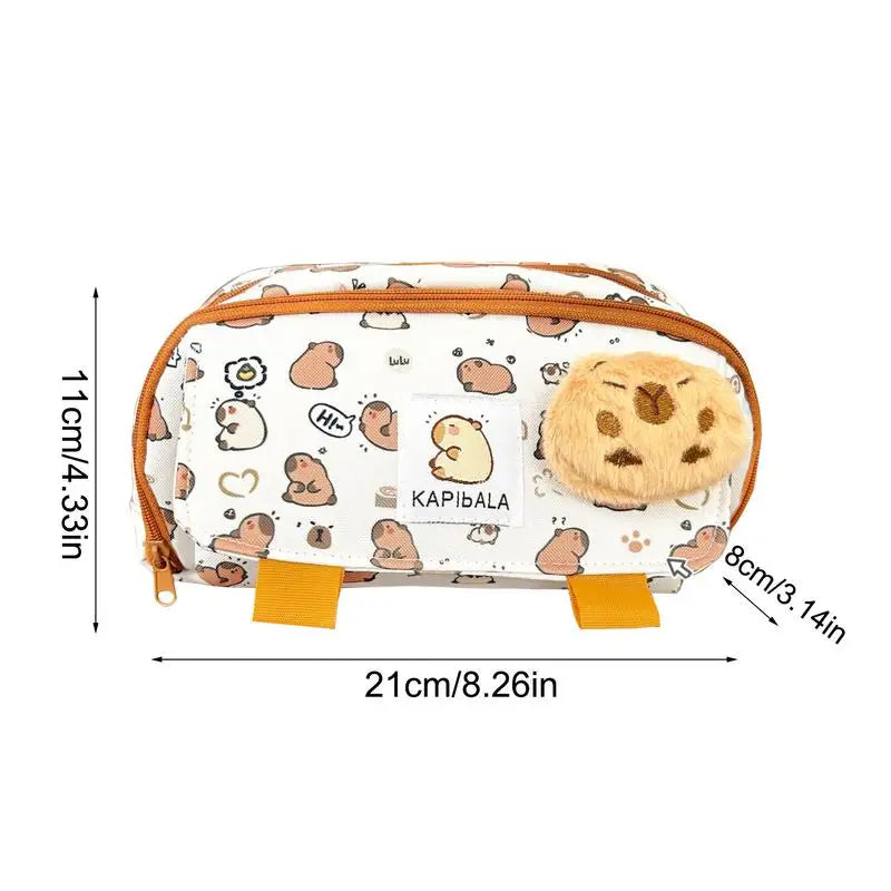 Capybara Pencil Case Student Pencil Pen Box Travel Cosmetic Bag Stationery Organizer For School